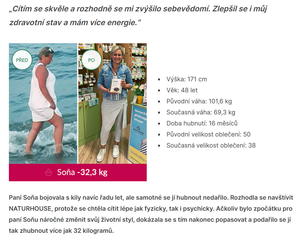 Soňa zhubla 32,3 kg za 16 měsíců